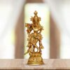 Religious Lord Large Krishna God Murti Brass Metal Statue of Love Flute Playing Home D?cor Living Pooja Room Mandir Temple Height 6.75 Inch