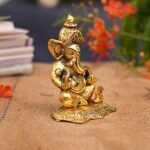 Metal Lord Ganesh Idol, 6.5 x 5 x 2.5 Inches, Golden