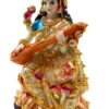 Saraswati Ji Murti | Goddess Saraswati Idol | Maa Sharda Murti | Maa Saraswati with decoration Decorative Showpiece & Idol (Pearl Colour). (H x W x D: 15cm X 10 cm X 5 cm),Resin