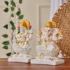 Marble Laxmi Ganesh Statue Laxmi-Ganesh Idols for Home Office D?cor Ganesh Laxmi Marble showpiece Gift for Birthday Wedding Festivals 7" White Laxmi Ganesh ki Stone murti