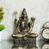 10" Large Lord Shiva Idol Statue, Dhyan Mudra, Antique Finish, Bronze God Statue