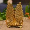 Peacock Design Radha Krishna Idol Showpiece with Diya for Puja and Home Decor, Metal, Gold