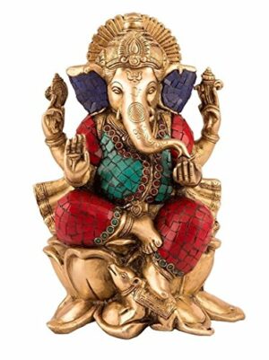 Brass Ganesh Statue (Size 9.5 x 6 Inches)
