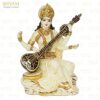 Goddess Saraswati Maa Idol Marble Dust Goddess Sarasvati Murti Figurine Devi Maa Saraswati Statue For School Office Table( Off White, Pack Of 1)