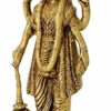 Standing Lord Vishnu Holding Club Brass Statue Height- 7 Inch