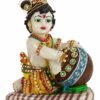 Lord Krishna Makhan Chor Idol Sculpture Statue Figurine Showpiece (19 x 15 x 9 cm) - Diwali Decoration Items for Home Decor Living Room Mandir Temple Pooja Room Table Decorative Gifts