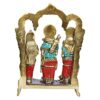Brass Ram Darbar Idol Statue for Home Decor with Sita, Laxman, Hanuman in Multicolored Stone Frame