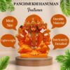 Panchmukhi Hanuman Statue Resin 6 Inch Orange Idol for Home Office Pooja Temple Decoration Vastu Gift