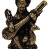 Metal Idol Saraswati (Saraswathi): Rare Collectible Small-But-Heavy Statue, Golden, 1.5 Inch (12599C)
