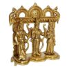 Brass Ram Darbar Idol Statue for Home Decor, 7.5 Inch Height, Gold Color, Includes Sita, Laxman, Hanuman for Mandir Temple