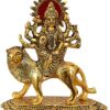 Metal Maa Durga Idol Sherawali Ambe Rani Showpiece, Height 20 cm, Golden, 1 Piece