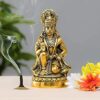 Hanuman ji Statue Sitting in Metal Hanuman ji Idol Bajrangbali Murti Sitting Pawan Putra Gift Article Decorative Showpiece for Pooja, Temple, Mandir, Home, Gifting- 1Pc, Gold