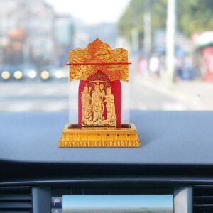 Golden Ram Darbar Statues/Hindu God Idol Acrylic Frame Showpiece | Car Dashboard | Office Table (10 x 8 Centimeters)