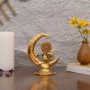 Baby Krishna Idol Murti Statue for Home Puja Decor - Gold Plated Krishna Idols on Moon Showpiece Decorative Gifts Set (Set of 1)