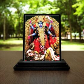 Kali MATA Wooden Car Dashboard Idol Figurine Handcrafted Showpiece Statue for Home Decor Religious Murti for Festivals - Multicolor - (Size 3x5 Inches)