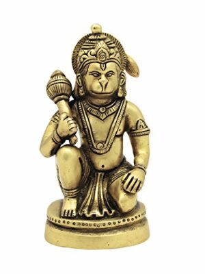 God Idol Lord Hanuman Ji Murti Statue Handcrafted , ( Brass, W-900Gm H-5.5'')