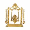Brass Ganesh Jhula Hanging Bells with Chain & Kirtimukha Idol Ganesha Swing Statue Ganpati Jhoola Murti for Home Decor Office Mandir Gift