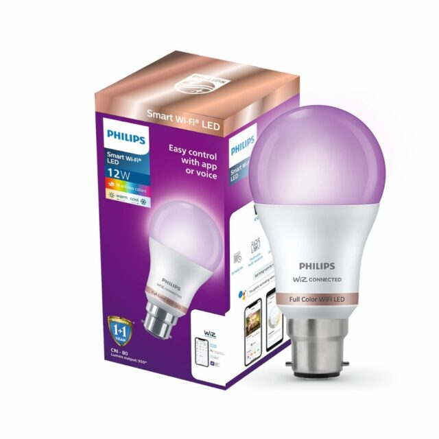 WiZ Neo 12W B22 Wi-Fi & Bluetooth LED Smart Bulb with Music Sync, Compatible with Amazon Alexa & Google Assistant, 16 Million Colours & Motion Sensing Technology | Pack of 1