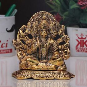 Panchmukhi Hanuman ji Metal Statue,Bajrangbali Murti for Pooja Room & Decor Your Home,Office,Religious Idol Gift Article,Showpiece Figurines...