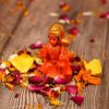 Hanuman Ji Murti Blessing with GSitting Lord Balaji Bajrangbali Sankat Mochan Bhagwan Idol for Temple Car Dashboard Home Decor Statue Gifts (Orange)