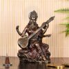 Saraswati Sitting Idol Figurine - Poly Resin - Standard Size - Brown