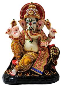 Resin Lord Ganesha Idol Ganesh Murti Statue Home Decor Ganeshji for Gift Showpiece (19 x 12 x 25) cm Multicolour,1 Piece