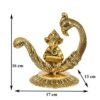 Metal Purely Handcrafted Ganesh Idol Ganpati Showpiece, Height 16 cm, Gold Antique, 1 Piece