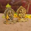 Lakshmi Ganesha Idol Set - Metal Gold Plated Showpiece for Diwali Gifts and Puja