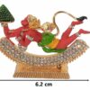 Flying Lord Hanuman Idol | Bajrang Bali Idol (R-135) Red Metal Statue for Car Dashboard | Mandir Pooja Murti | Temple Puja | Home Decor | Office Table Showpiece (L*B*H-6.2 x 0.5 x 5 Cm)