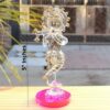 Crystal Krishna Kishan Murti Idol Statue Sculpture for Car Dashboard and Gifting Purpose with Sticky Tape (5 Inch,Pink)