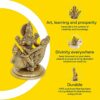 100% Pure Brass Goddess Saraswati Idol | Saraswati Sitting on a Peacock for Desk and Home Decor | Yellow Antique Finish