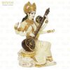 Goddess Saraswati Maa Idol Marble Dust Goddess Sarasvati Murti Figurine Devi Maa Saraswati Statue For School Office Table( Off White, Pack Of 1)