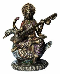 Cold Cast Saraswati Murti, Idol for Home, Statue Showpiece Gift (L x B x H : 19 x 12 x 20) cm, Multicolour,1 Piece