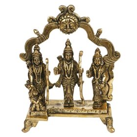 Brass Ram Darbar Murti for Home D?cor Bhagwan Ram Darbar with Sita Laxman Hanuman Idol Statue for Mandir Temple Height 6.75 Inch Gold Color