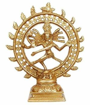 Idol Lord Shiva Dancing Natraj/Nataraja Statue Brass Handcrafted Decorative Sculpture | (L X B X H - 5 X 1.5 X 6) Inches, Weight 390 GMS