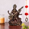 Saraswati Sitting Idol Figurine - Poly Resin - Standard Size - Brown