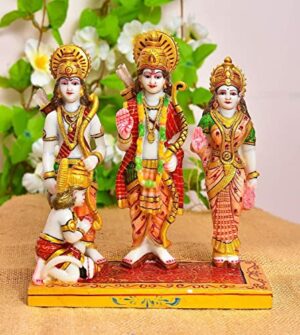 8 Inches Marble Dust Lord Ram Darbar for Home & Office Puja II Decorative II House Warming II Gift Items II Showpiece II Ram Pariwaar