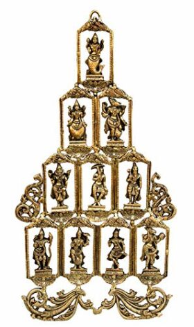 Brass Vishnu Dashavatar (Ten Incarnations of Lord Vishnu) Wall hanging (25")