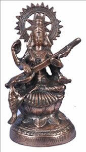 Goddess Saraswati in Gun Metal Copper Color God Idol by Efinito