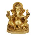 Brass Lord Ganesha Idol Sitting on Singhasan Metal Statue for Home Office Entrance Decor Diwali Pooja