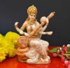 Handicraft Marble Dust Saraswati Idol for Home Puja I Veena I Sarasvati Statue Big Size I Living Room I Guest Room I Office Table I Gifts I Home Decor I Pooja Room I Lucky Charm, Multicolor