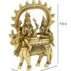 Brass Shiva Idol God Shiva Parvati Idol Sitting On Nandi Statue Diwali Decor Gifts(Size 7.5 x 5 Inches).