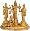 Brass Ram Darbar Murti for Home D?cor Bhagwan Ram Darbar with Sita Laxman Hanuman Idol Statue for Mandir Temple on Carved Base in Gold Color