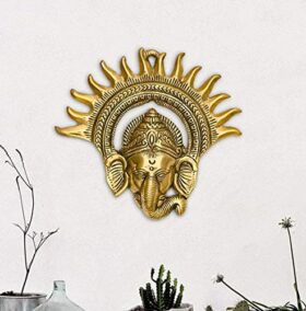 Metal Ganesha ji/Ganpati/Lord Ganesh Statue Idol - Lucky Feng Shui Wall Decor Showpiece Figurines(Golden)