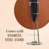 Powerful Milk Frother for Coffee | Black Color | Battery Operated Electric Frother | Stainless Steel Whisk with Frother Stand | Best for Coffee, Lattes, Milk, Hot Chocolates