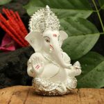 Silver Plated Ganesha Idol for Car Dashboard - Ganesh Figurine for Luck and Success - Diwali Gifts Home Decor