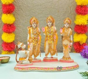 Polyresin Lord Ram with laxman Goddess Sita Devi and Hanuman Statue for Pooja Room & Gift Murti Idol Home & Office (7.5 x 9 Inch)