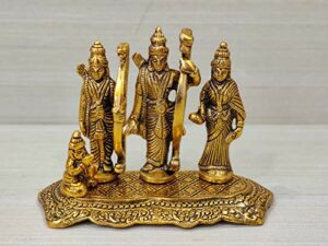 Lord Ram Darbar Idol Metal Showpiece Hindu Religious Idols Ram Sita Laxman Hanuman Murti Puja Diwali Decoration Items (18 * 9 * 13 Cm)