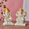 Marble Laxmi Ganesh Statue Laxmi-Ganesh Idols for Home Office D?cor Ganesh Laxmi Marble showpiece Gift for Birthday Wedding Festivals 7" White Laxmi Ganesh ki Stone murti
