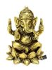 Brass Ganesha on Lotus Showpiece, Ganesha Murti, Ganesha Idol for Home, Ganesha Statue for Home Temple, Standard, Pack of 1